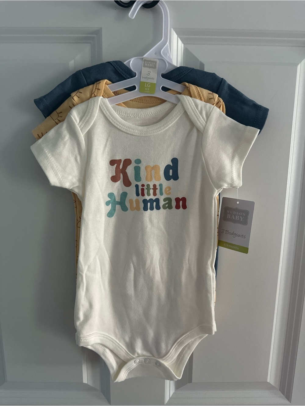Hudson Baby White "Kind Little Human" Short-Sleeve One-Piece